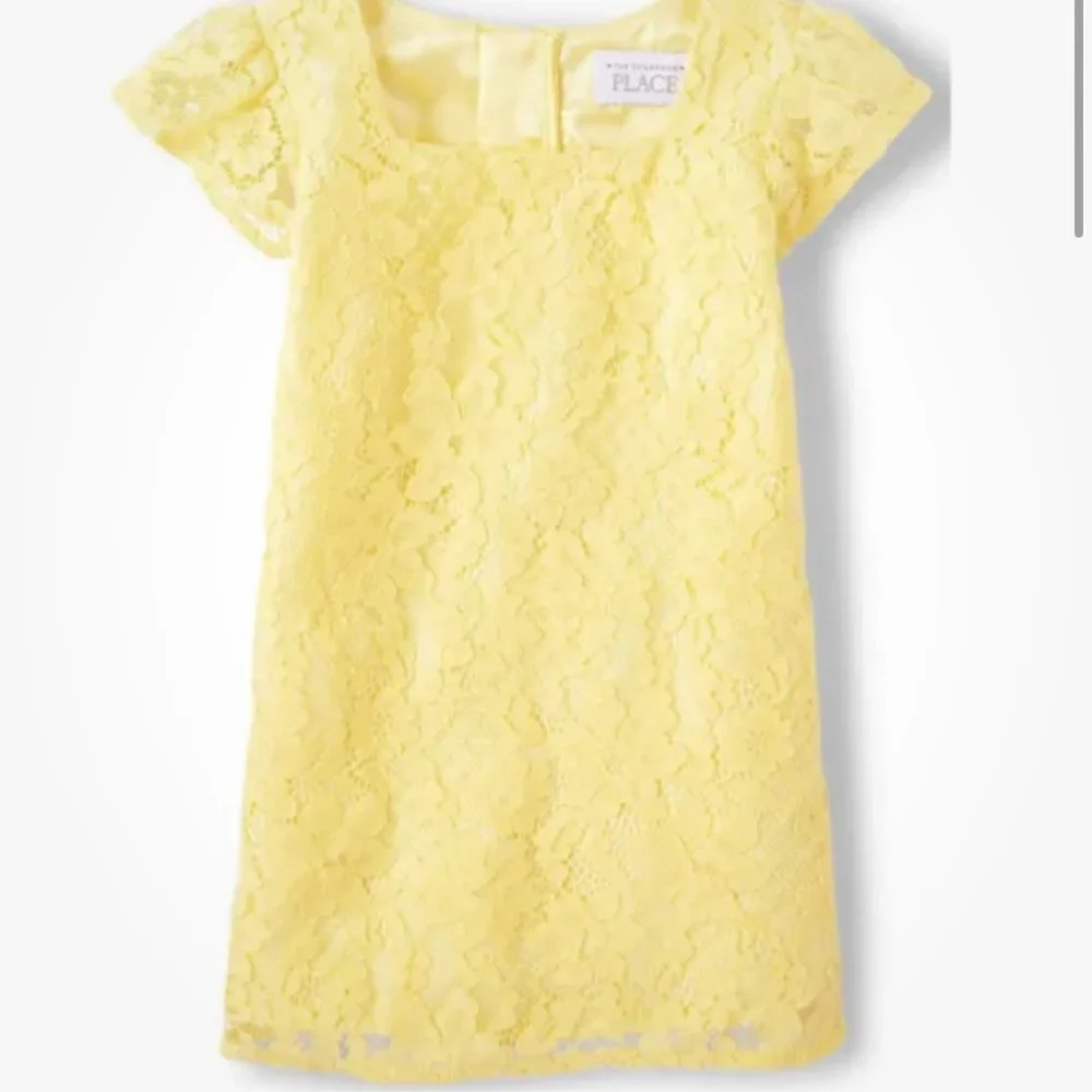 The Children’s Place Girls Yellow Lace Square Neck Shift Dress Size Medium (7-8)